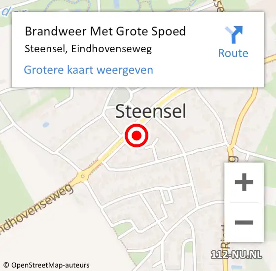 Locatie op kaart van de 112 melding: Brandweer Met Grote Spoed Naar Steensel, Eindhovenseweg op 19 september 2021 19:45