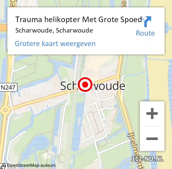 Locatie op kaart van de 112 melding: Trauma helikopter Met Grote Spoed Naar Scharwoude, Scharwoude op 19 september 2021 20:17
