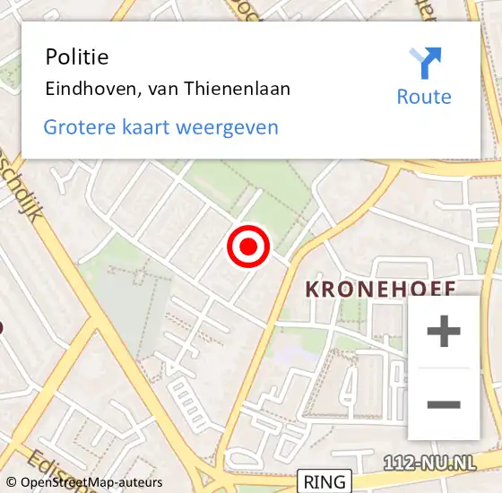 Locatie op kaart van de 112 melding: Politie Eindhoven, van Thienenlaan op 19 september 2021 21:21