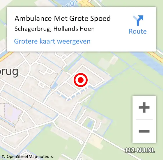 Locatie op kaart van de 112 melding: Ambulance Met Grote Spoed Naar Schagerbrug, Hollands Hoen op 19 september 2021 23:06