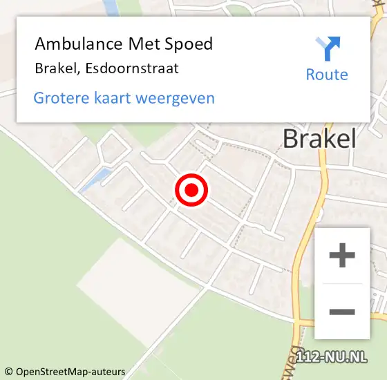Locatie op kaart van de 112 melding: Ambulance Met Spoed Naar Brakel, Esdoornstraat op 20 september 2021 03:45