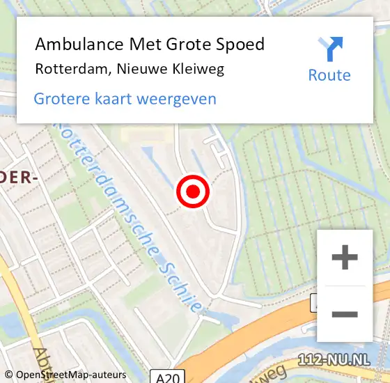Locatie op kaart van de 112 melding: Ambulance Met Grote Spoed Naar Rotterdam, Nieuwe Kleiweg op 20 september 2021 08:02