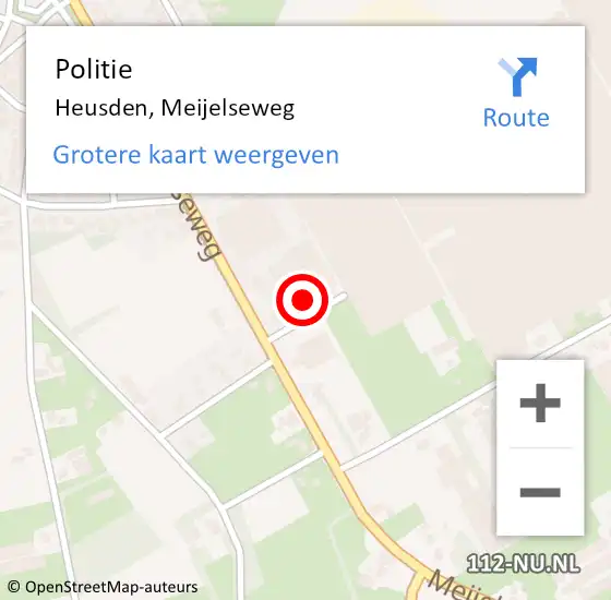 Locatie op kaart van de 112 melding: Politie Heusden, Meijelseweg op 20 september 2021 09:52