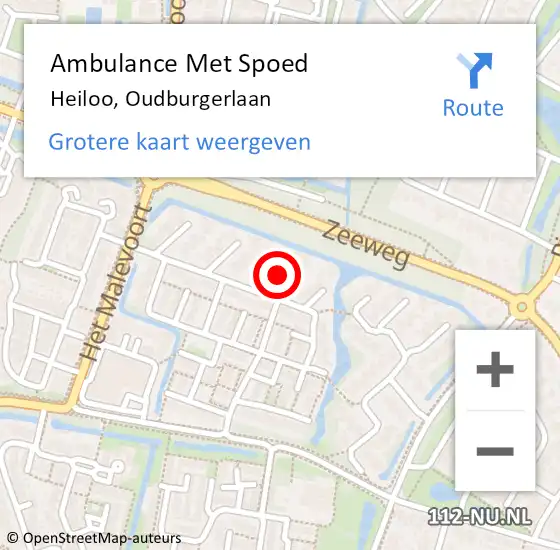 Locatie op kaart van de 112 melding: Ambulance Met Spoed Naar Heiloo, Oudburgerlaan op 20 september 2021 10:38