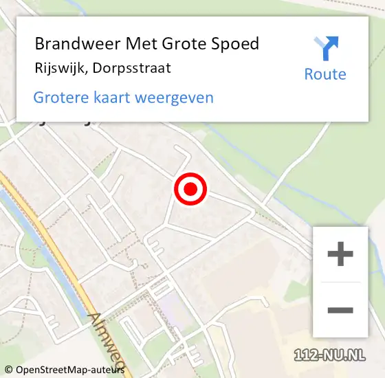 Locatie op kaart van de 112 melding: Brandweer Met Grote Spoed Naar Rijswijk, Dorpsstraat op 20 september 2021 13:25