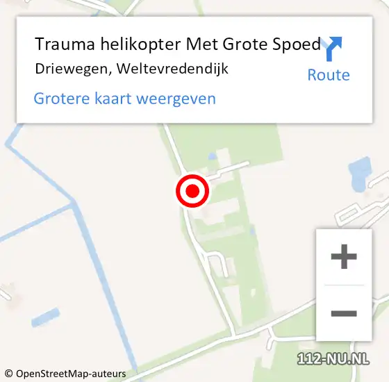 Locatie op kaart van de 112 melding: Trauma helikopter Met Grote Spoed Naar Driewegen, Weltevredendijk op 20 september 2021 14:38