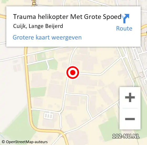 Locatie op kaart van de 112 melding: Trauma helikopter Met Grote Spoed Naar Cuijk, Lange Beijerd op 20 september 2021 14:56
