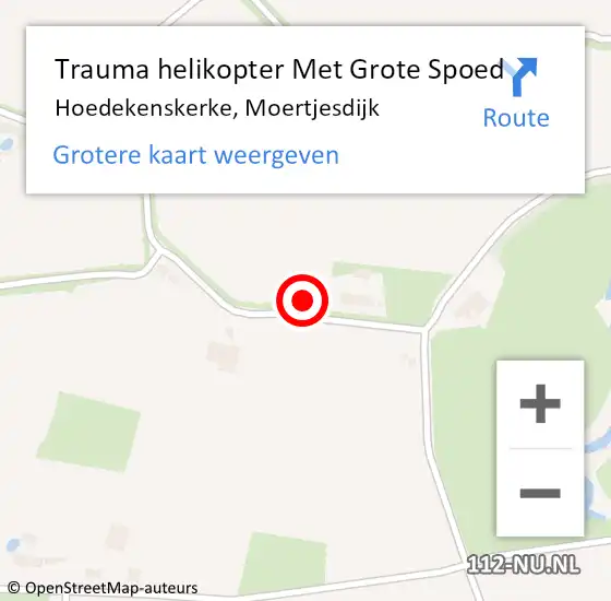 Locatie op kaart van de 112 melding: Trauma helikopter Met Grote Spoed Naar Hoedekenskerke, Moertjesdijk op 20 september 2021 15:07