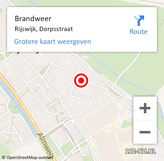 Locatie op kaart van de 112 melding: Brandweer Rijswijk, Dorpsstraat op 20 september 2021 15:18