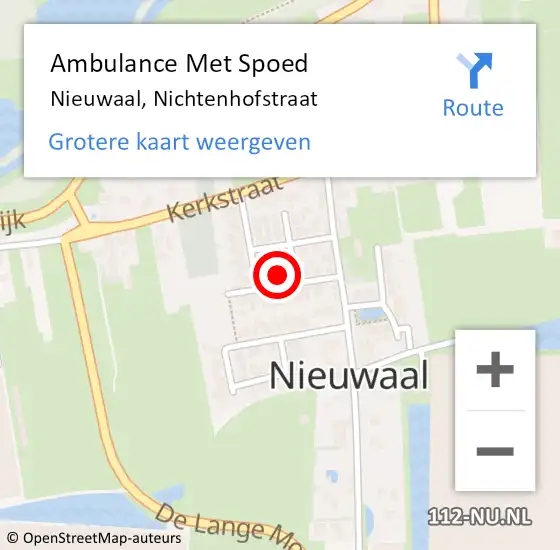 Locatie op kaart van de 112 melding: Ambulance Met Spoed Naar Nieuwaal, Nichtenhofstraat op 20 september 2021 15:30