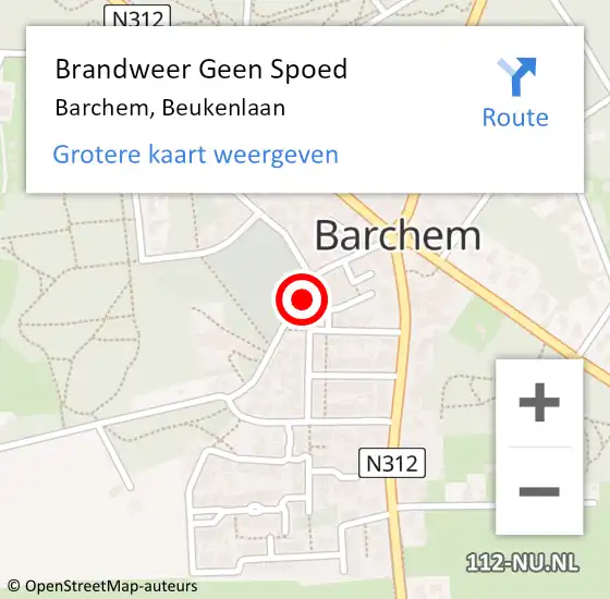Locatie op kaart van de 112 melding: Brandweer Geen Spoed Naar Barchem, Beukenlaan op 20 september 2021 18:29