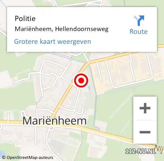 Locatie op kaart van de 112 melding: Politie Mariënheem, Hellendoornseweg op 20 september 2021 18:41