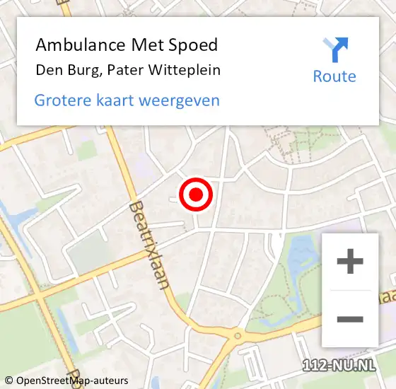 Locatie op kaart van de 112 melding: Ambulance Met Spoed Naar Den Burg, Pater Witteplein op 20 september 2021 23:01