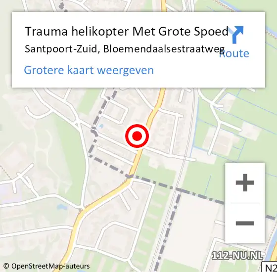 Locatie op kaart van de 112 melding: Trauma helikopter Met Grote Spoed Naar Santpoort-Zuid, Bloemendaalsestraatweg op 20 september 2021 23:28