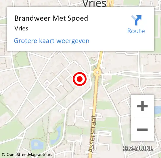 Locatie op kaart van de 112 melding: Brandweer Met Spoed Naar Vries op 20 september 2021 23:29