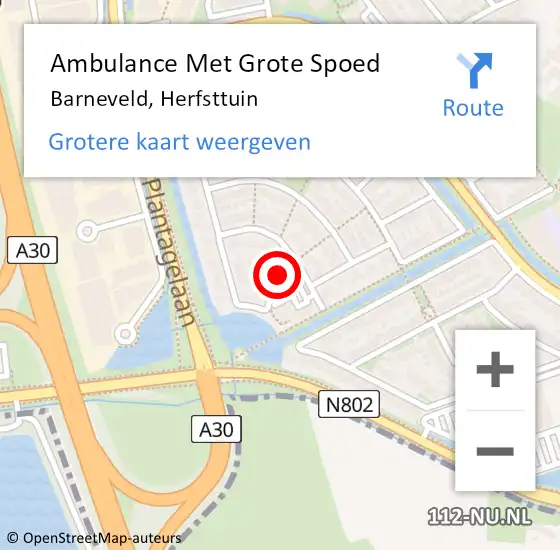 Locatie op kaart van de 112 melding: Ambulance Met Grote Spoed Naar Barneveld, Herfsttuin op 20 september 2021 23:36