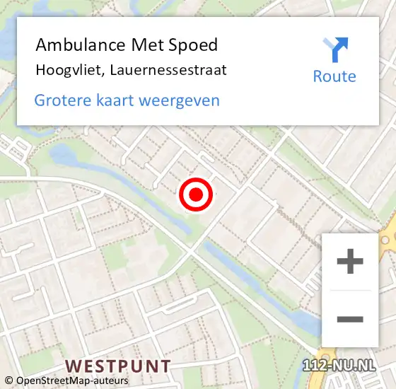 Locatie op kaart van de 112 melding: Ambulance Met Spoed Naar Hoogvliet, Lauernessestraat op 20 september 2021 23:47