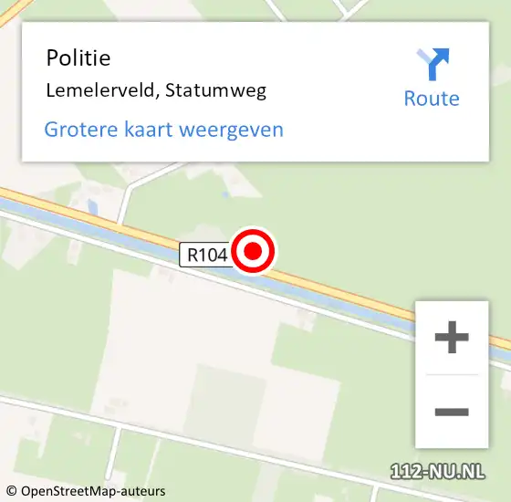 Locatie op kaart van de 112 melding: Politie Lemelerveld, Statumweg op 21 september 2021 07:45
