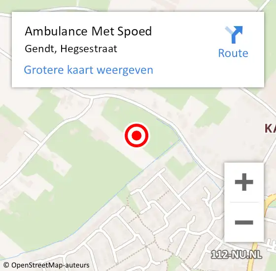 Locatie op kaart van de 112 melding: Ambulance Met Spoed Naar Gendt, Hegsestraat op 21 september 2021 09:03
