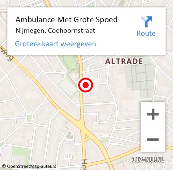 Locatie op kaart van de 112 melding: Ambulance Met Grote Spoed Naar Nijmegen, Coehoornstraat op 21 september 2021 10:42