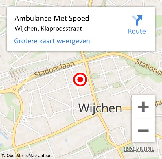 Locatie op kaart van de 112 melding: Ambulance Met Spoed Naar Wijchen, Klaproosstraat op 21 september 2021 18:01