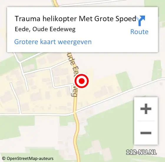Locatie op kaart van de 112 melding: Trauma helikopter Met Grote Spoed Naar Eede, Oude Eedeweg op 21 september 2021 18:59