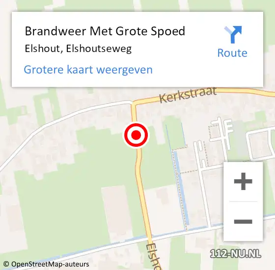 Locatie op kaart van de 112 melding: Brandweer Met Grote Spoed Naar Elshout, Elshoutseweg op 21 september 2021 20:37