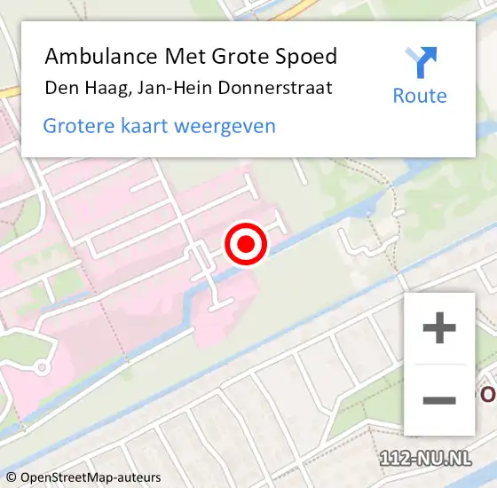 Locatie op kaart van de 112 melding: Ambulance Met Grote Spoed Naar Den Haag, Jan-Hein Donnerstraat op 21 september 2021 21:57