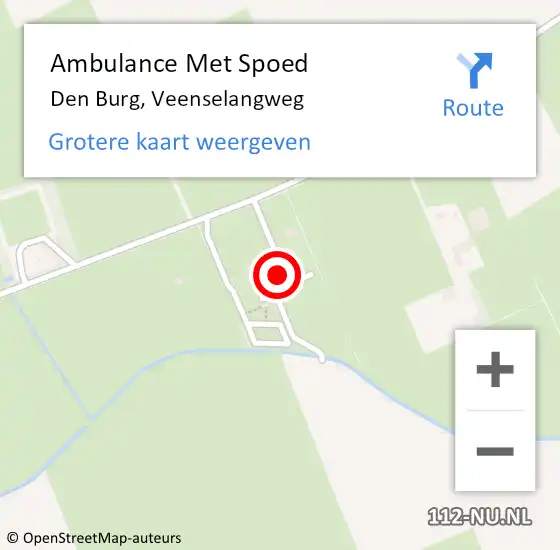 Locatie op kaart van de 112 melding: Ambulance Met Spoed Naar Den Burg, Veenselangweg op 22 september 2021 00:26