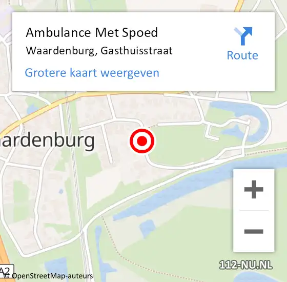 Locatie op kaart van de 112 melding: Ambulance Met Spoed Naar Waardenburg, Gasthuisstraat op 22 september 2021 00:56