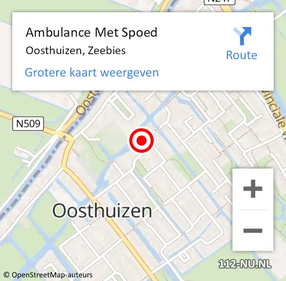 Locatie op kaart van de 112 melding: Ambulance Met Spoed Naar Oosthuizen, Zeebies op 22 september 2021 08:32