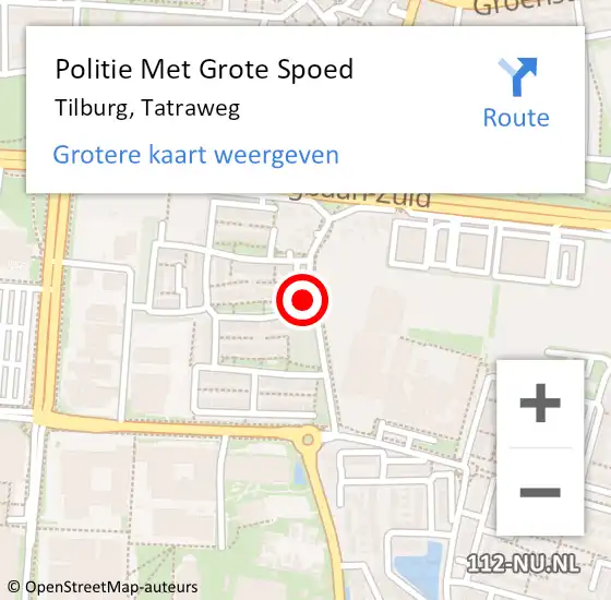 Locatie op kaart van de 112 melding: Politie Met Grote Spoed Naar Tilburg, Tatraweg op 22 september 2021 16:50