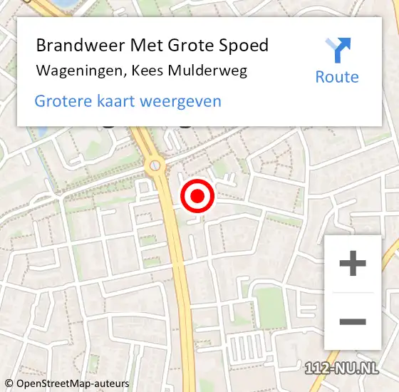Locatie op kaart van de 112 melding: Brandweer Met Grote Spoed Naar Wageningen, Kees Mulderweg op 22 september 2021 20:08