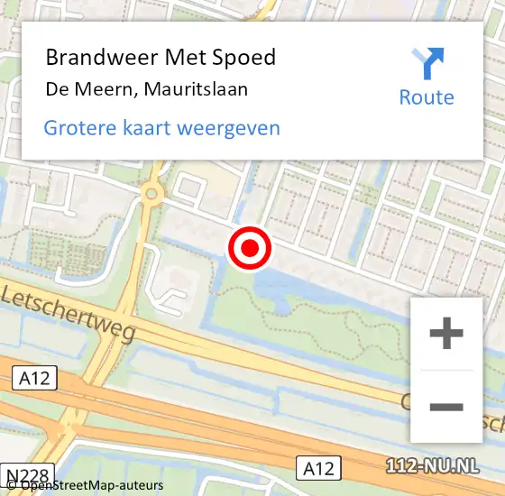 Locatie op kaart van de 112 melding: Brandweer Met Spoed Naar De Meern, Mauritslaan op 23 september 2021 04:51