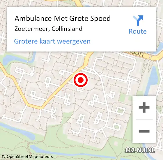 Locatie op kaart van de 112 melding: Ambulance Met Grote Spoed Naar Zoetermeer, Collinsland op 23 september 2021 07:34