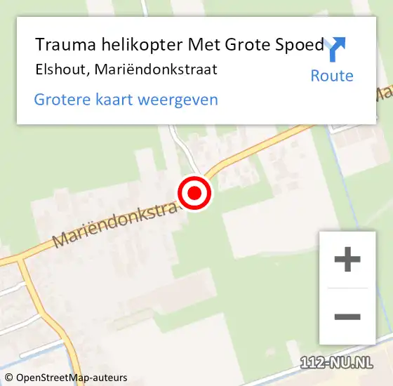 Locatie op kaart van de 112 melding: Trauma helikopter Met Grote Spoed Naar Elshout, Mariëndonkstraat op 23 september 2021 13:08