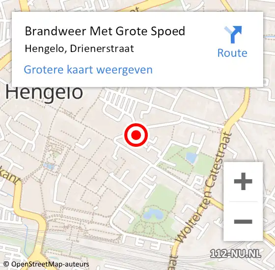 Locatie op kaart van de 112 melding: Brandweer Met Grote Spoed Naar Hengelo, Drienerstraat op 23 september 2021 23:00
