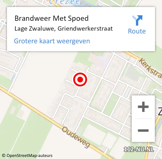 Locatie op kaart van de 112 melding: Brandweer Met Spoed Naar Lage Zwaluwe, Griendwerkerstraat op 23 september 2021 23:52