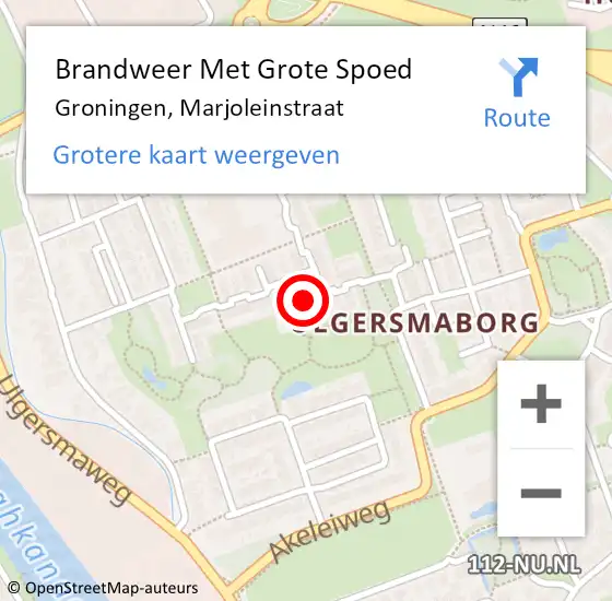 Locatie op kaart van de 112 melding: Brandweer Met Grote Spoed Naar Groningen, Marjoleinstraat op 24 september 2021 01:34