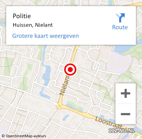 Locatie op kaart van de 112 melding: Politie Huissen, Nielant op 24 september 2021 07:57