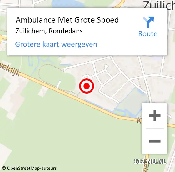 Locatie op kaart van de 112 melding: Ambulance Met Grote Spoed Naar Zuilichem, Rondedans op 24 september 2021 09:25