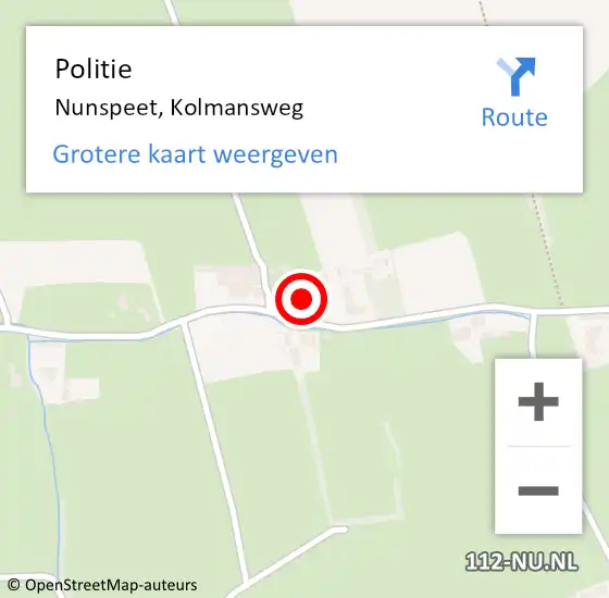 Locatie op kaart van de 112 melding: Politie Nunspeet, Kolmansweg op 24 september 2021 10:29