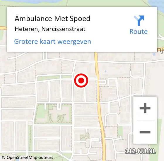 Locatie op kaart van de 112 melding: Ambulance Met Spoed Naar Heteren, Narcissenstraat op 24 september 2021 11:41