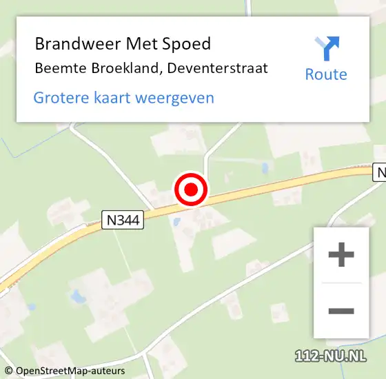 Locatie op kaart van de 112 melding: Brandweer Met Spoed Naar Beemte Broekland, Deventerstraat op 24 september 2021 12:32
