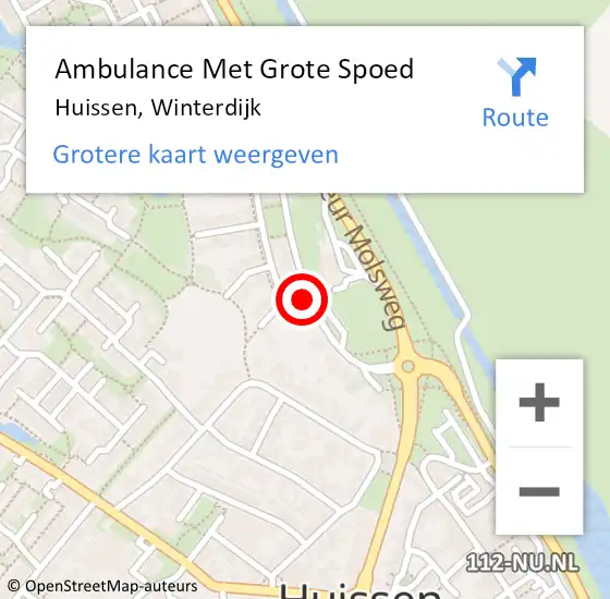 Locatie op kaart van de 112 melding: Ambulance Met Grote Spoed Naar Huissen, Winterdijk op 24 september 2021 14:12