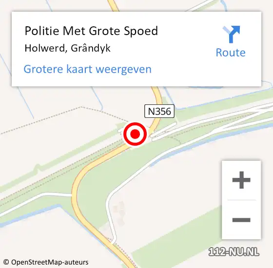 Locatie op kaart van de 112 melding: Politie Met Grote Spoed Naar Holwerd, Grândyk op 24 september 2021 16:43
