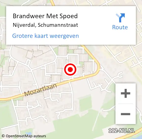 Locatie op kaart van de 112 melding: Brandweer Met Spoed Naar Nijverdal, Schumannstraat op 24 september 2021 19:23