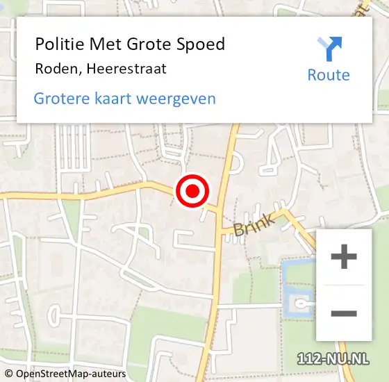 Locatie op kaart van de 112 melding: Politie Met Grote Spoed Naar Roden, Heerestraat op 24 september 2021 23:01
