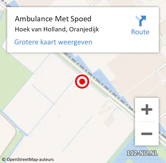 Locatie op kaart van de 112 melding: Ambulance Met Spoed Naar Hoek van Holland, Oranjedijk op 24 september 2021 23:43
