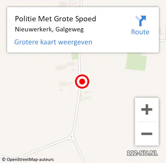 Locatie op kaart van de 112 melding: Politie Met Grote Spoed Naar Nieuwerkerk, Galgeweg op 24 september 2021 23:52